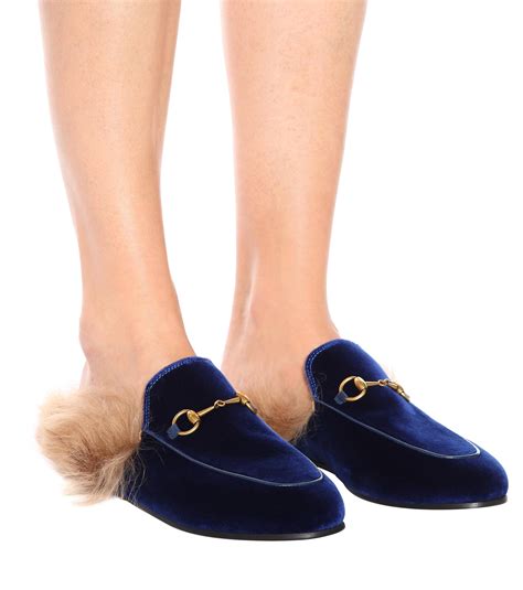 blue princetown slippers gucci